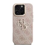 Guess PU 4G Metal Logo Stand Camera Frame Pink Kryt iPhone 16 Pro