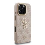 Guess PU 4G Metal Logo Stand Camera Frame Pink Kryt iPhone 16 Pro