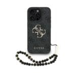 Guess PU 4G Metal Logo Strap Black Kryt iPhone 15 Pro Max