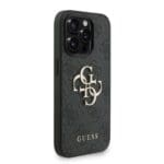 Guess PU 4G Metal Logo Strap Black Kryt iPhone 15 Pro Max