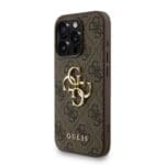 Guess PU 4G Metal Logo Strap Brown Kryt iPhone 15 Pro
