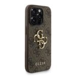 Guess PU 4G Metal Logo Strap Brown Kryt iPhone 15 Pro