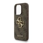 Guess PU 4G Metal Logo Strap Brown Kryt iPhone 15 Pro
