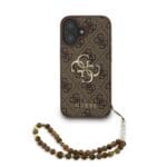 Guess PU 4G Metal Logo Strap Brown Kryt iPhone 16