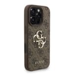 Guess PU 4G Metal Logo Strap Brown Kryt iPhone 16 Pro