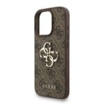 Guess PU 4G Metal Logo Strap Brown Kryt iPhone 16 Pro