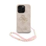 Guess PU 4G Metal Logo Strap Pink Kryt iPhone 15 Pro Max