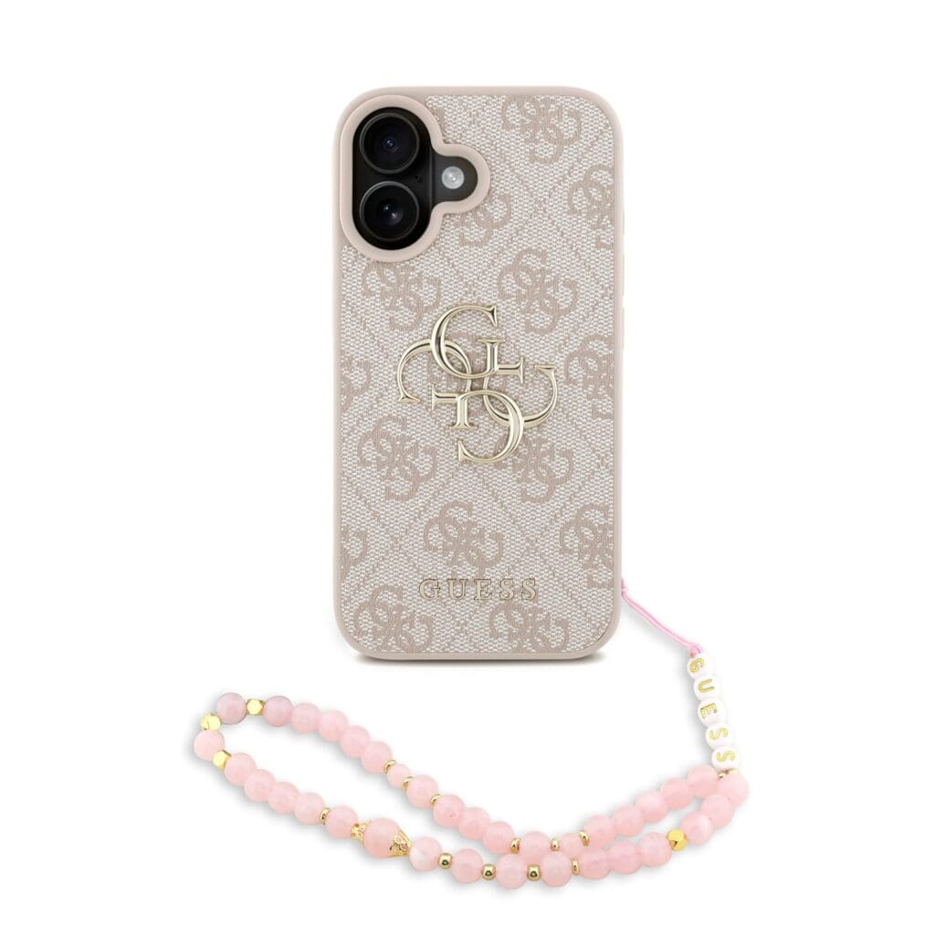 Guess PU 4G Metal Logo Strap Pink Kryt iPhone 16