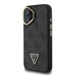 Guess PU 4G Strass Triangle Logo Stand Camera Frame MagSafe Black Kryt iPhone 16