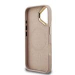 Guess PU 4G Strass Triangle Logo Stand Camera Frame MagSafe Pink Kryt iPhone 16