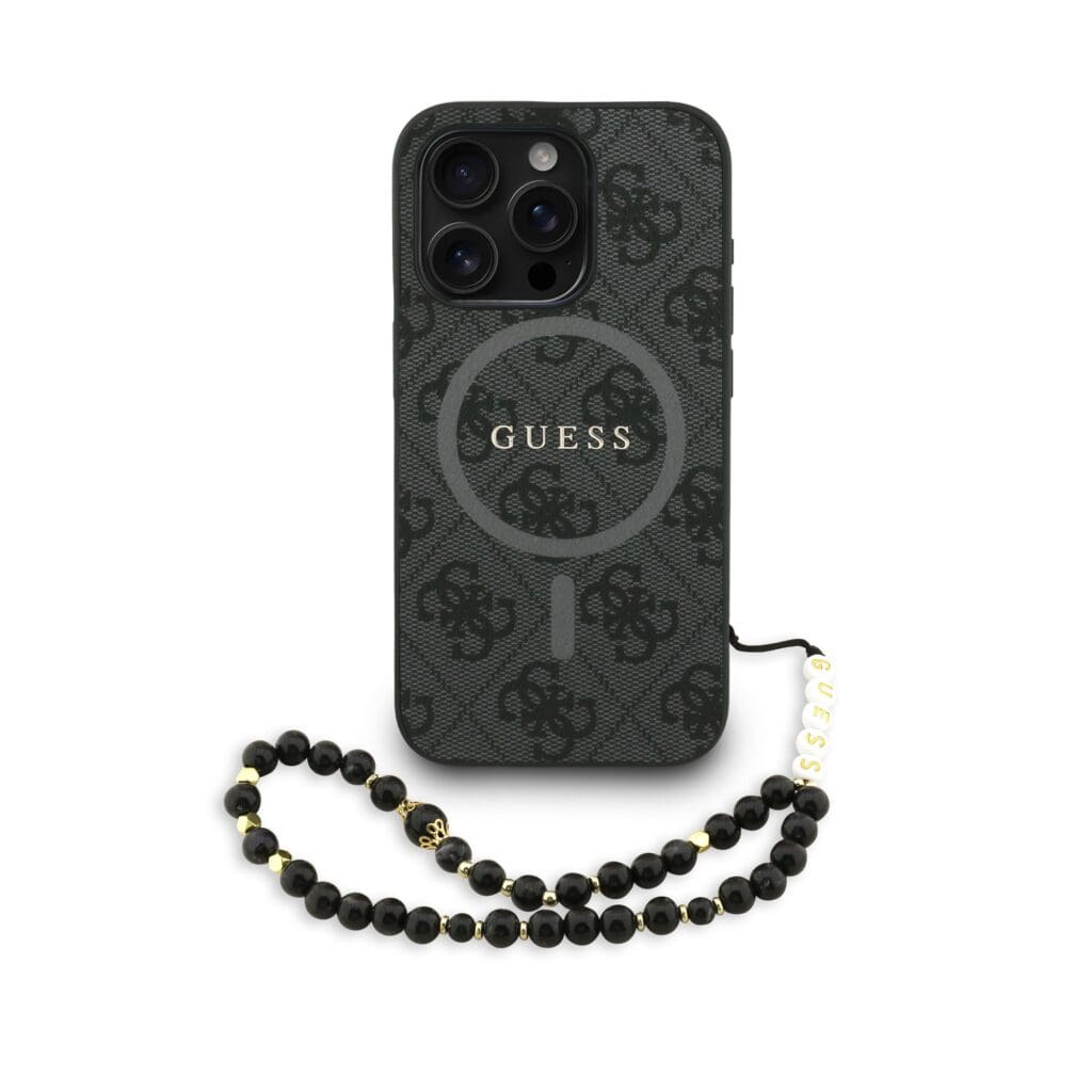 Guess PU Leather 4G Colored Ring Strap MagSafe Black Kryt iPhone 15 Pro