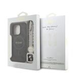 Guess PU Leather 4G Colored Ring Strap MagSafe Black Kryt iPhone 16 Pro