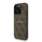 Guess PU Leather 4G Colored Ring Strap MagSafe Brown Kryt iPhone 15 Pro