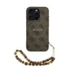 Guess PU Leather 4G Colored Ring Strap MagSafe Brown Kryt iPhone 15 Pro Max