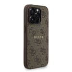 Guess PU Leather 4G Colored Ring Strap MagSafe Brown Kryt iPhone 15 Pro Max