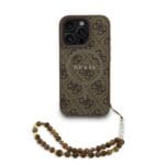Guess PU Leather 4G Colored Ring Strap MagSafe Brown Kryt iPhone 16 Pro Max