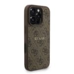 Guess PU Leather 4G Colored Ring Strap MagSafe Brown Kryt iPhone 16 Pro Max