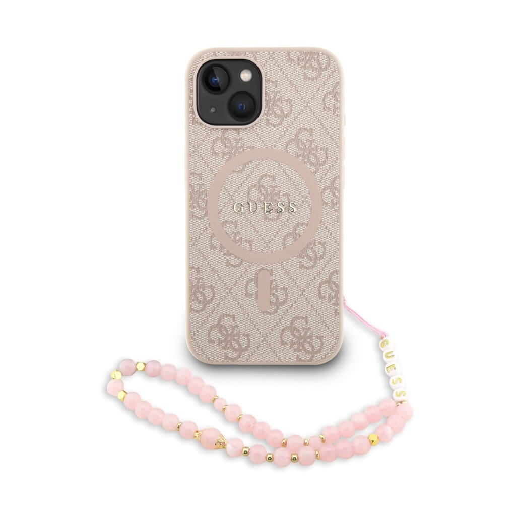 Guess PU Leather 4G Colored Ring Strap MagSafe Pink Kryt iPhone 15
