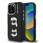 Karl Lagerfeld Grained PU K&CH Heads Black Kryt iPhone 16 Pro