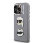 Karl Lagerfeld Grained PU K&CH Heads Grey Kryt iPhone 15 Pro