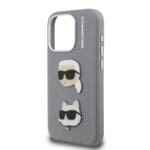 Karl Lagerfeld Grained PU K&CH Heads Grey Kryt iPhone 15 Pro