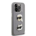 Karl Lagerfeld Grained PU K&CH Heads Grey Kryt iPhone 15 Pro Max