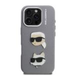 Karl Lagerfeld Grained PU K&CH Heads Grey Kryt iPhone 16 Pro