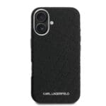 Karl Lagerfeld Grained PU Repeated Logo MagSafe Black Kryt iPhone 16
