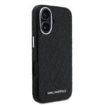 Karl Lagerfeld Grained PU Repeated Logo MagSafe Black Kryt iPhone 16