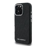 Karl Lagerfeld Grained PU Repeated Logo MagSafe Black Kryt iPhone 16 Pro