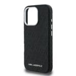 Karl Lagerfeld Grained PU Repeated Logo MagSafe Black Kryt iPhone 16 Pro