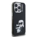 Karl Lagerfeld IML Aquarelle Karl and Choupette Black Kryt iPhone 15 Pro