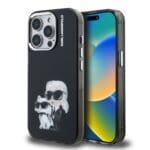 Karl Lagerfeld IML Aquarelle Karl and Choupette Black Kryt iPhone 15 Pro Max