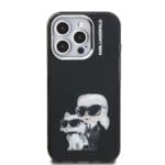 Karl Lagerfeld IML Aquarelle Karl and Choupette Black Kryt iPhone 15 Pro Max