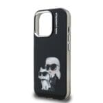 Karl Lagerfeld IML Aquarelle Karl and Choupette Black Kryt iPhone 15 Pro Max