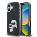 Karl Lagerfeld IML Aquarelle Karl and Choupette Black Kryt iPhone 16