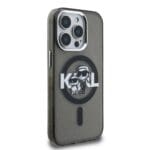 Karl Lagerfeld IML Glitter Karl and Choupette Sketch MagSafe Black Kryt iPhone 15 Pro Max