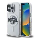 Karl Lagerfeld IML Glitter Karl and Choupette Sketch MagSafe Transparent Kryt iPhone 16 Pro Max