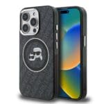 Karl Lagerfeld IML K&CH Heads Repeated Logo MagSafe Black Kryt iPhone 15 Pro