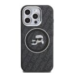 Karl Lagerfeld IML K&CH Heads Repeated Logo MagSafe Black Kryt iPhone 15 Pro