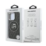 Karl Lagerfeld IML K&CH Heads Repeated Logo MagSafe Black Kryt iPhone 15 Pro
