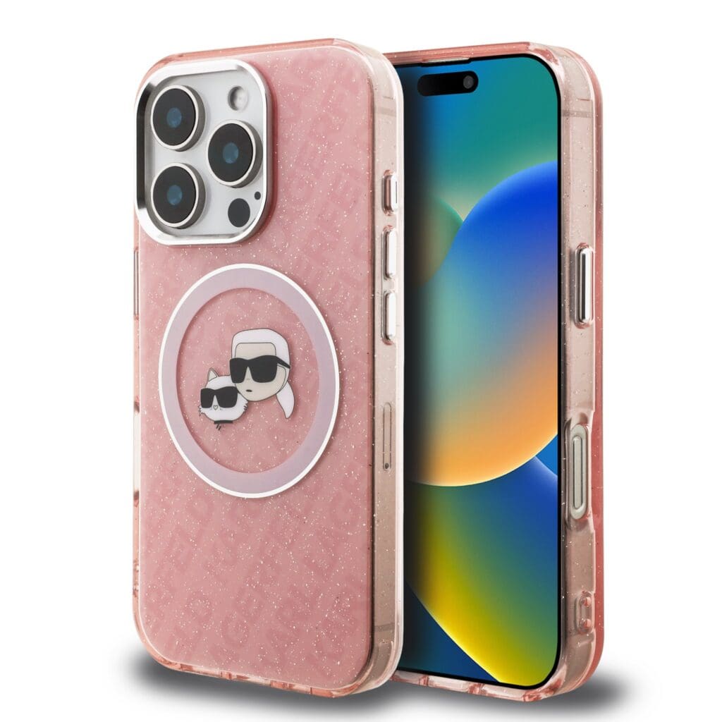 Karl Lagerfeld IML K&CH Heads Repeated Logo MagSafe Pink Kryt iPhone 16 Pro
