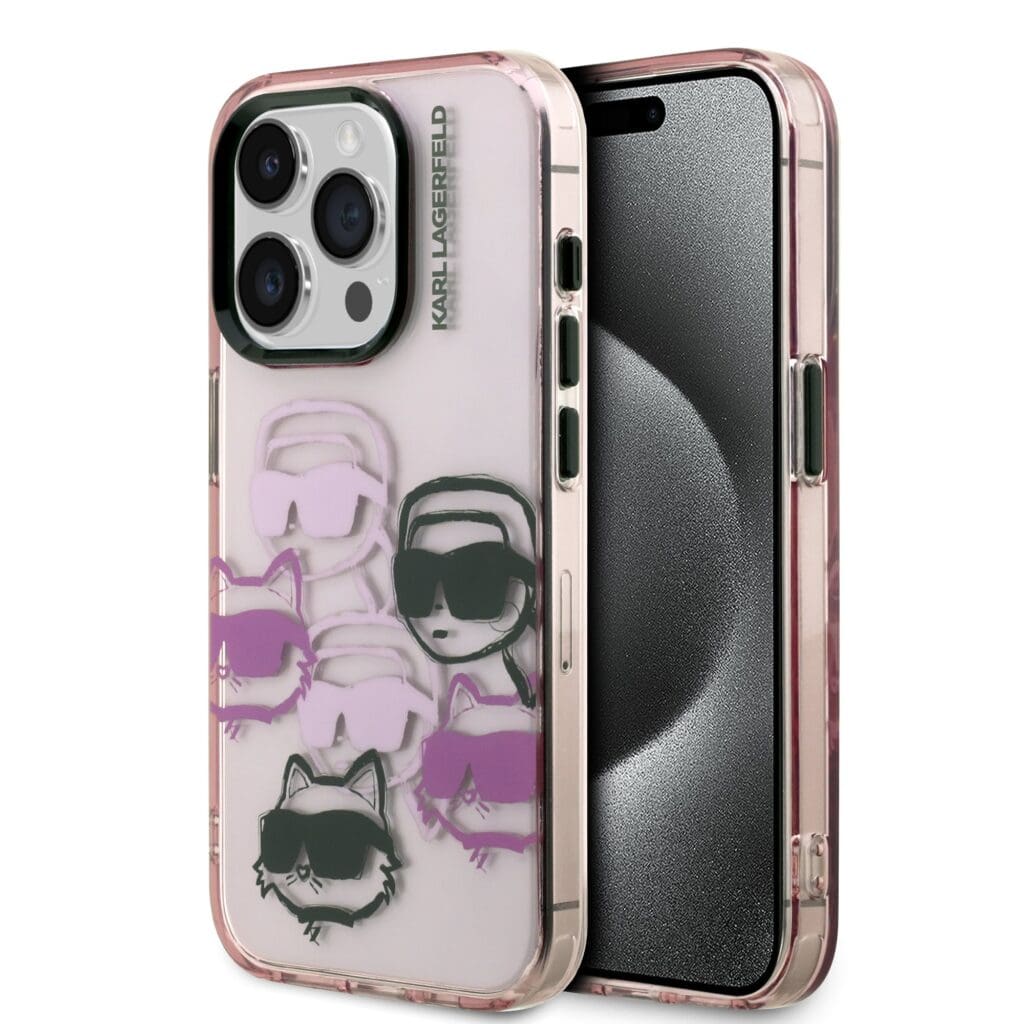 Karl Lagerfeld IML Multi K&CH Heads Pink Kryt iPhone 15 Pro