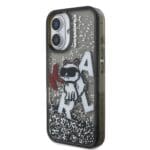Karl Lagerfeld Liquid Glitter Scattered Choupette Black Kryt iPhone 16