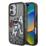 Karl Lagerfeld Liquid Glitter Scattered Choupette Black Kryt iPhone 16