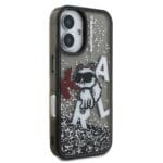 Karl Lagerfeld Liquid Glitter Scattered Choupette Black Kryt iPhone 16
