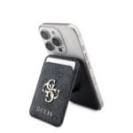 Guess 4G Metal Logo MagSafe Cardslot Wallet with Stand Black