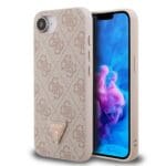 Guess PU 4G Strass Triangle Metal Logo Pink Kryt iPhone 16e