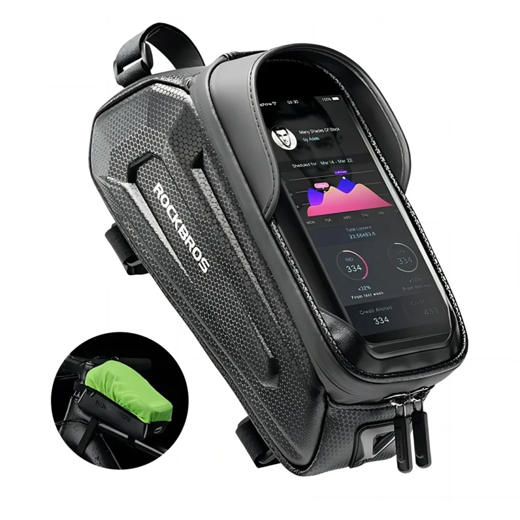 Rockbros B68 Bicycle Bag For Armored Frame With Phone Pocket And Cover 1.7L Black