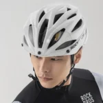 Rockbros Bike Helmet With Visor, Detachable Uv Goggles, Unisex, Glossy White